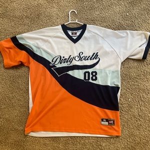 Dirty South Jersey Mens XL Vintage 08 Hip Hop Streetwear Y2K Retro Orange Blue